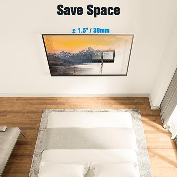 Mounting Dream UL Listed TV Mount for Most 37-75 Inch TV, Universal Tilt TV Wall Mount Fit 16", 18", 24" Stud with Loading Capacity 132lbs, Max Vesa 600 x 400mm, Low Profile Flat W