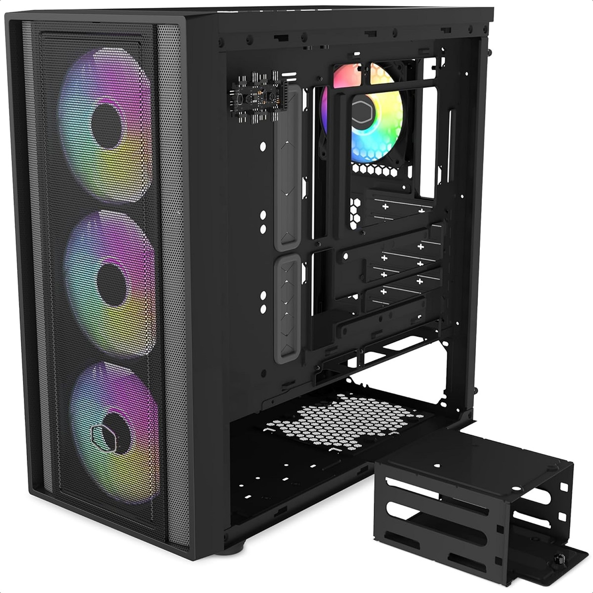 Gabinete Cooler Master MasterBox 600 ARGB USB3 4 Ventiladores Vidrio Templado MB600-KGNN-S00