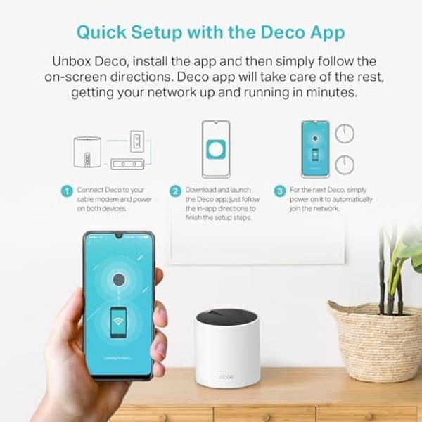 TP-Link Deco AX3000 WiFi 6 Mesh System - Covers up to 4500 Sq.Ft, Replaces Wireless Router and Extender, 3 Gigabit Ports per Unit, Supports Ethernet Backhaul (Deco X55, 2-Pack)