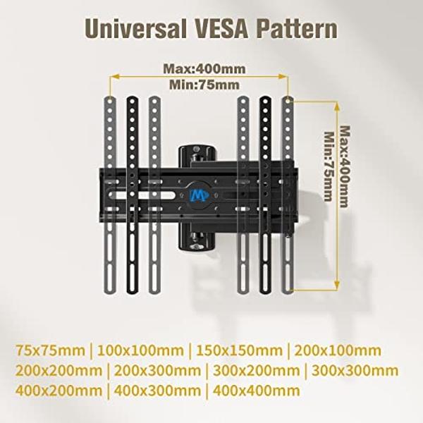Mounting Dream TV Wall Mount Swivel and Tilt for Most 26-55 Inch TV, TV Mount Perfect Center Design, Full Motion TV Mount Bracket with Articulation, up to VESA 400x400mm, 60 lbs, M