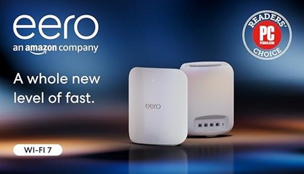 Amazon eero Max 7 mesh wifi system (newest model) - Supports internet plans up to 10 Gbps, Coverage up to 5,000 sq. ft., Connect 500+ devices, 2-pack