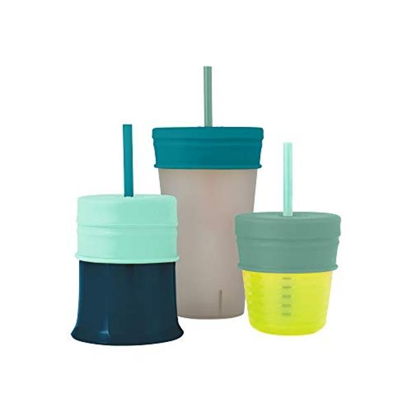 Boon Snug Silicone Sippy Cup Lids and Straws - Includes 3 Lids and 3 Straws - Convert Any Kids Cups or Toddler Cups into Straw Sippy Cups - Toddler Feeding Supplies and Travel Esse