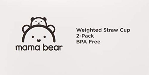 Amazon Brand - Mama Bear Silicone Weighted Straw Sippy Cup, 9 Ounces, Pack of 2, Blue/Green