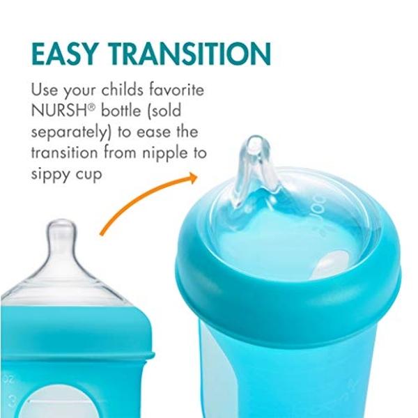 Boon Nursh Silicone Sippy Cup Lid - Convertible Transitional Sippy Spouts for Nursh Baby Bottles - Sippy Cup Lids for Babies - Baby Feeding Supplies - Ages 6 Months and Up - 3 Coun