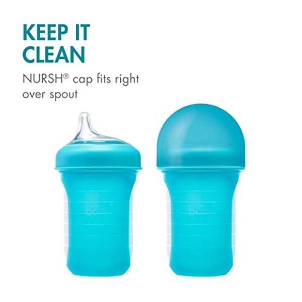 Boon Nursh Silicone Sippy Cup Lid - Convertible Transitional Sippy Spouts for Nursh Baby Bottles - Sippy Cup Lids for Babies - Baby Feeding Supplies - Ages 6 Months and Up - 3 Coun