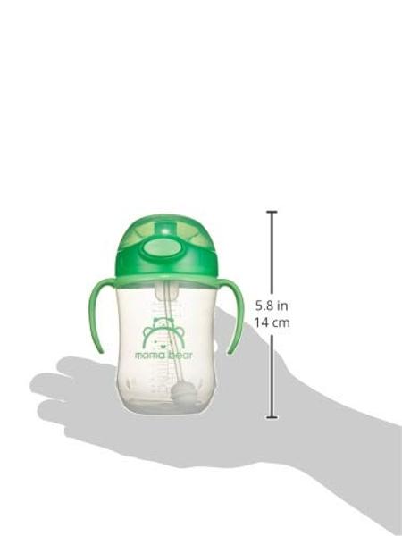 Amazon Brand - Mama Bear Silicone Weighted Straw Sippy Cup, 9 Ounces, Pack of 2, Blue/Green