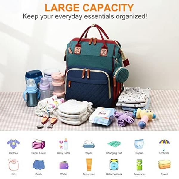 Awanhe Diaper Bag with Changing Station, Waterproof Baby Bags for Boys Girls, USB Charging Port, Baby Shower Gifts, RGB