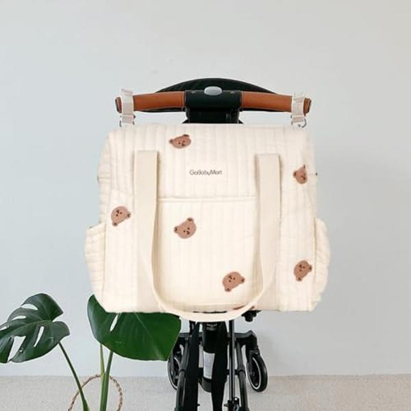GOBABYMART Large Diaper Bag Tote, Maternity Travel diaper tote, Multifunction baby bag, Baby Nappy Bags, Messenger bag (Medium - Bears)
