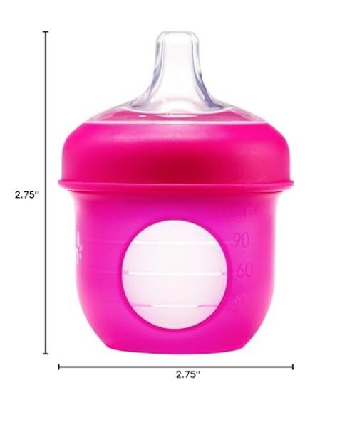 Boon Nursh Silicone Sippy Cup Lid - Convertible Transitional Sippy Spouts for Nursh Baby Bottles - Sippy Cup Lids for Babies - Baby Feeding Supplies - Ages 6 Months and Up - 3 Coun