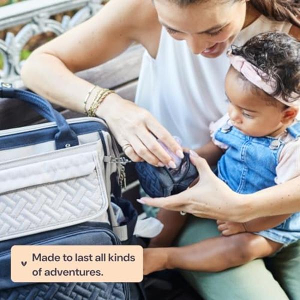 BabbleRoo Diaper Bag Backpack, Multifunction Nappy Changing Bag with Changing Pad, Stroller Straps & Pacifier Case, Unisex Stylish Travel Back Pack for Moms & Dads – Apricot & Blac