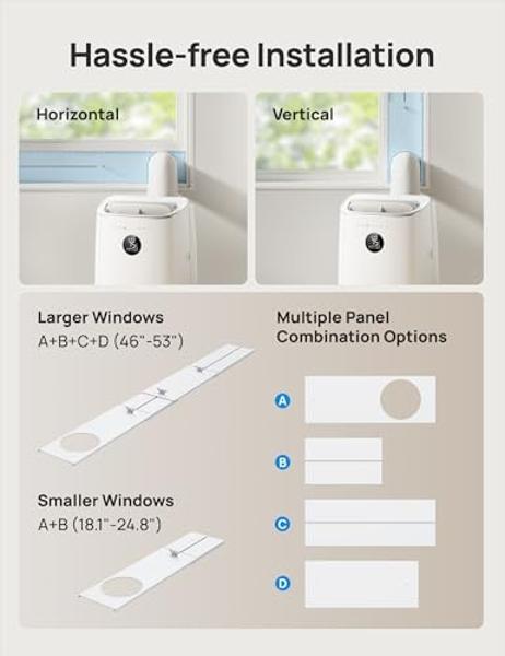 SereneLife Small Air Conditioner Portable 10,000 BTU with Built-in Dehumidifier + Heat - Portable AC unit for rooms up to 450 sq ft - Remote Control, Window Mount Exhaust Kit
