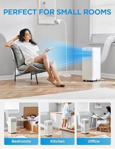 Midea 10,000 BTU ASHRAE (7,100 BTU SACC) Portable Air Conditioner, Smart Control, Cools up to 300 Sq. Ft., with Dehumidifier & Fan mode, Easy- to-use Remote Control & Window Instal