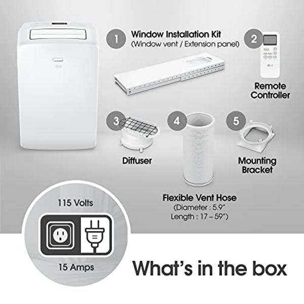 LG 7000 BTU (DOE) / (10500 ASHRAE) Portable Air Conditioners Cools 300 Sqft Easy Install & Remote Control LCD Display Eco-friendly Small Room Air Conditioner AC Unit Cool Home Whit