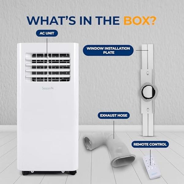 ZAFRO 10,000 BTU Portable Air Conditioners, 4 Modes Portable AC Unit with Fast Cooling/Energy Saving/Remote Control/24Hrs Timer for Bedroom/Dorms/Indoor Rooms, White