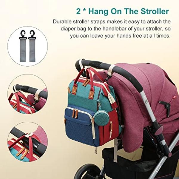 Awanhe Diaper Bag with Changing Station, Waterproof Baby Bags for Boys Girls, USB Charging Port, Baby Shower Gifts, RGB