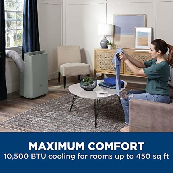 GE 10,500 BTU Smart Portable Air Conditioner for Medium Rooms up to 450 sq ft, Gray