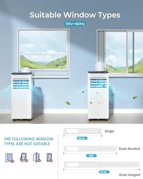 EUHOMY 8,000 BTU Portable Air Conditioners, 4-in-1 Portable AC Unit Up to 350 Sq.Ft, 4 Modes Quiet Air Conditioner with Remote Control, Cool, Fan, Dehumidifier，24H Timer, Bedroom, 