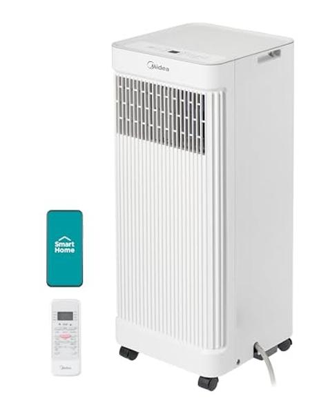 Midea 10,000 BTU ASHRAE (7,100 BTU SACC) Portable Air Conditioner, Smart Control, Cools up to 300 Sq. Ft., with Dehumidifier & Fan mode, Easy- to-use Remote Control & Window Instal