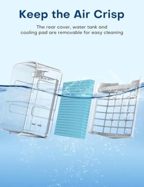 CENSTECH 4-IN-1 Portable Air Conditioners, Evaporative Air Cooler w/4 Modes & 3 Speeds, 15H Timer for Smart Auto-off, 2-Gal Tank for 20H Cooling,17FT Remote,No Hose Needed,120°Osci