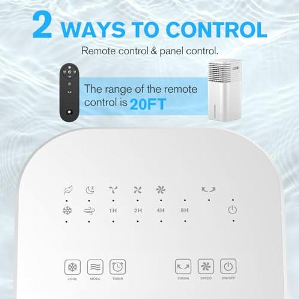 Midea 10,000 BTU ASHRAE (7,100 BTU SACC) Portable Air Conditioner, Smart Control, Cools up to 300 Sq. Ft., with Dehumidifier & Fan mode, Easy- to-use Remote Control & Window Instal