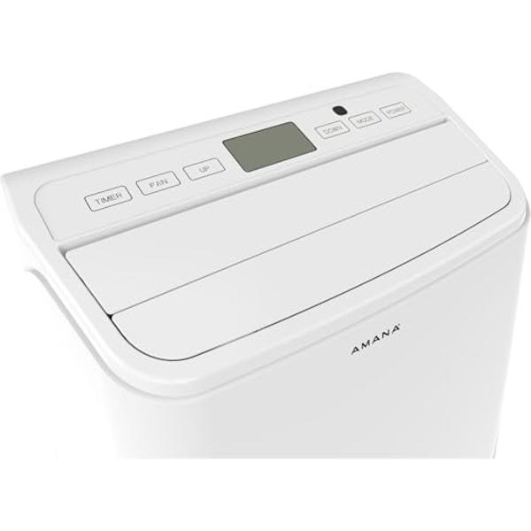 Amana AMAP141AW 13,000 BTU Air Conditioner with Remote Control, Portable AC for Rooms up to 450 Sq.Ft. with 24H Timer, 3-Speeds, LCD Display, Auto-Restart, and Wheels, White, Up to
