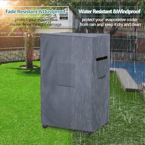Alickwang Evaporative Cooler Cover for Hessaire MC37M MC37V Evaporative Cooler,Outdoor Heavy Duty 600D Waterproof Swamp Cooler Cover,25"L x 18"W x 37"H,Grey