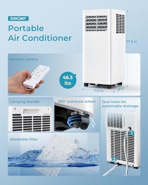 Portable Air Conditioners, Instant Cooling Mini Air Conditioner 3 Wind Speeds & Humidifier Mist USB Portable AC, Personal Air Cooler with Timer, 7 Colors Light, Mini AC for Bedroom