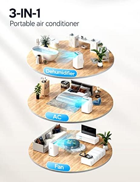 VAGKRI 12,000 BTU Portable Air Conditioner, 3-in-1 AC with Fan & Dehumidifier, Cools up to 450 Sq.Ft, Energy Efficient AC Unit with Remote Control, Sleep Modes, 24H Timer for Bedro
