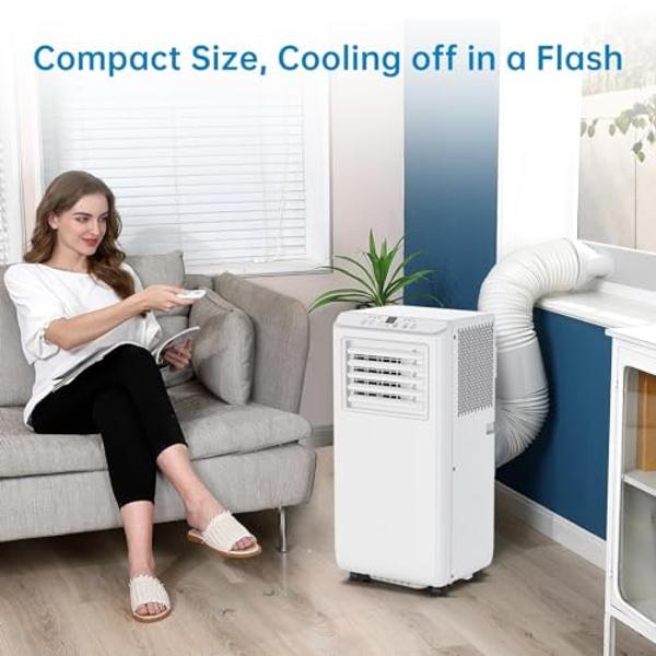 Portable Air Conditioners,Dual-Motors Portable AC Unit 3in1 Mini Air Conditioner portable for Room,Evaporative Air Cooler with Remote,3 Mist,3 Speed,7 Lights,Larger Tank,2-8H Timer