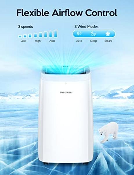 VAGKRI 12,000 BTU Portable Air Conditioner, 3-in-1 AC with Fan & Dehumidifier, Cools up to 450 Sq.Ft, Energy Efficient AC Unit with Remote Control, Sleep Modes, 24H Timer for Bedro
