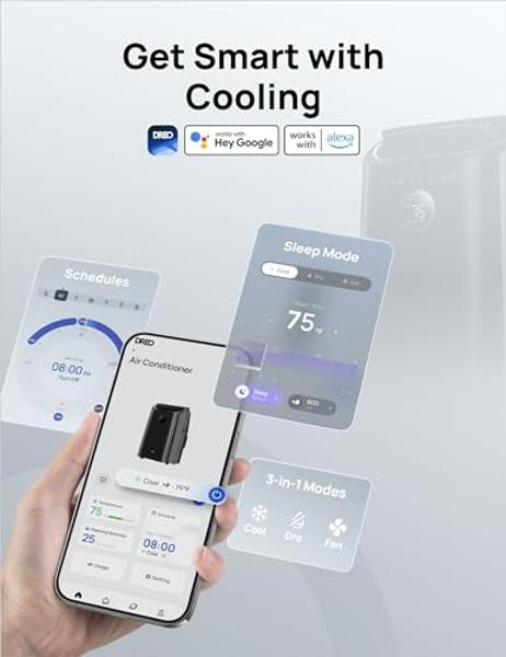 Dreo Portable Air Conditioners, 12,000 BTU AC Unit for Bedroom with Drainage-free Cooling, 46dB Quiet, APP/Voice/Remote, 24h Timer with Fan & Dehumidifier, Smart Air Conditioner fo