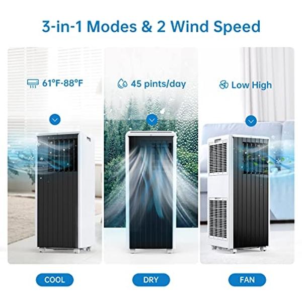 VAGKRI 12,000 BTU Portable Air Conditioner, 3-in-1 AC with Fan & Dehumidifier, Cools up to 450 Sq.Ft, Energy Efficient AC Unit with Remote Control, Sleep Modes, 24H Timer for Bedro