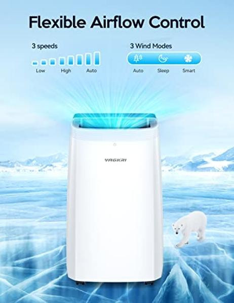 VAGKRI 14,000 BTU Portable Air Conditioner, 3-in-1 AC with Fan & Dehumidifier, Cools up to 700 Sq.Ft, Energy Efficient AC Unit with Remote Control, Sleep Modes, 24H Timer for Bedro