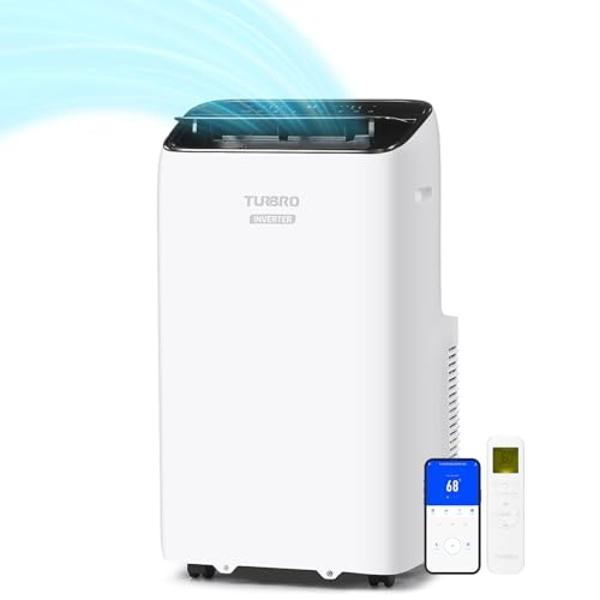 TURBRO Greenland 14,000 BTU Inverter Portable Air Conditioner, High Efficiency, Quiet Operation, Cools Up to 600 Sq. Ft., Dehumidifier & Fan, with Remote, WiFi, and Alexa/Google As