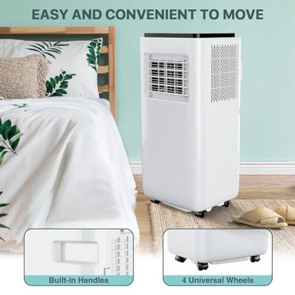 10000 Btu Portable Air Conditioners, 4 In 1 Portable Ac Cools with Remote Control and 24H Timer for Room Up to 450 Sq.Ft, Child Lock, Portable Air Conditioners Kits for Home, Offic