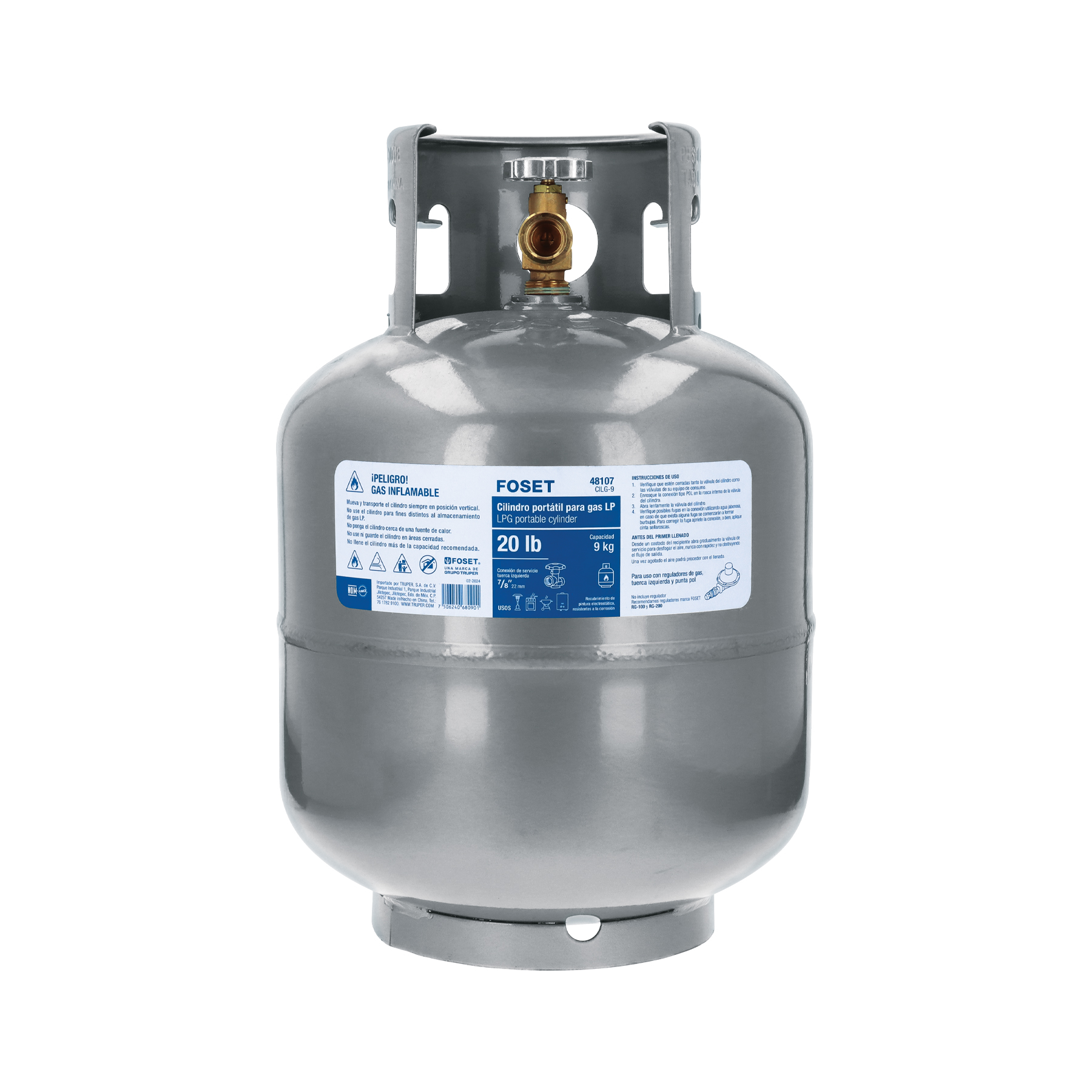 Tanque de gas Lp portátil cilindro pequeño de 9 kg ideal para estufas - parrillas Foset  