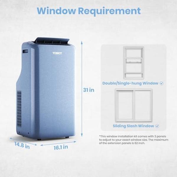 TOSOT 14,000BTU (9,600 BTU SACC) Wifi Portable Air Conditioner with Heating Mode, Cooling, Dehumidifier, Fan, Auto Swing, 24H Timer, for Large Rooms Up to 600 sq ft, AOMI Series, S