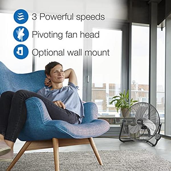 Lasko High Velocity Fan with QuickMount for Floor or Wall Mount Use, 3 Powerful Speeds, Remote Control for Garage, Shop, Attic, 20", Black, H20660, Large