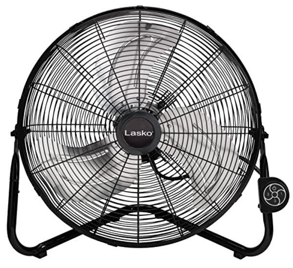 Lasko High Velocity Fan with QuickMount for Floor or Wall Mount Use, 3 Powerful Speeds, Remote Control for Garage, Shop, Attic, 20", Black, H20660, Large