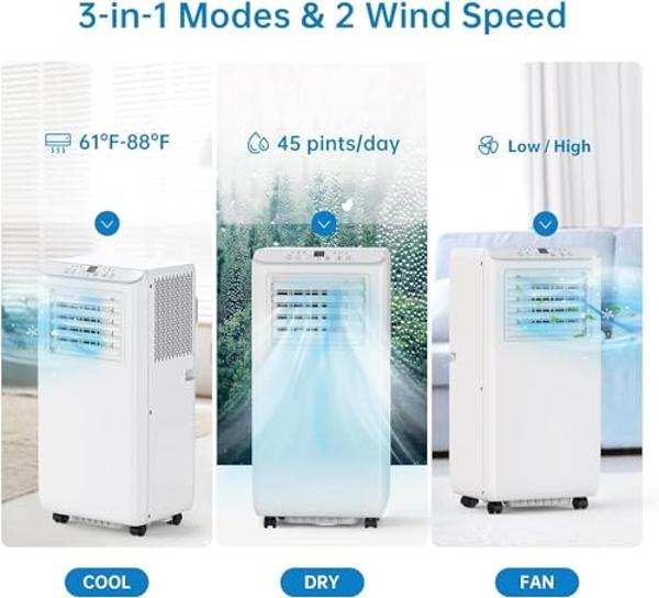 VAGKRI 14,000 BTU Portable Air Conditioner, 3-in-1 AC with Fan & Dehumidifier, Cools up to 700 Sq.Ft, Energy Efficient AC Unit with Remote Control, Sleep Modes, 24H Timer for Bedro