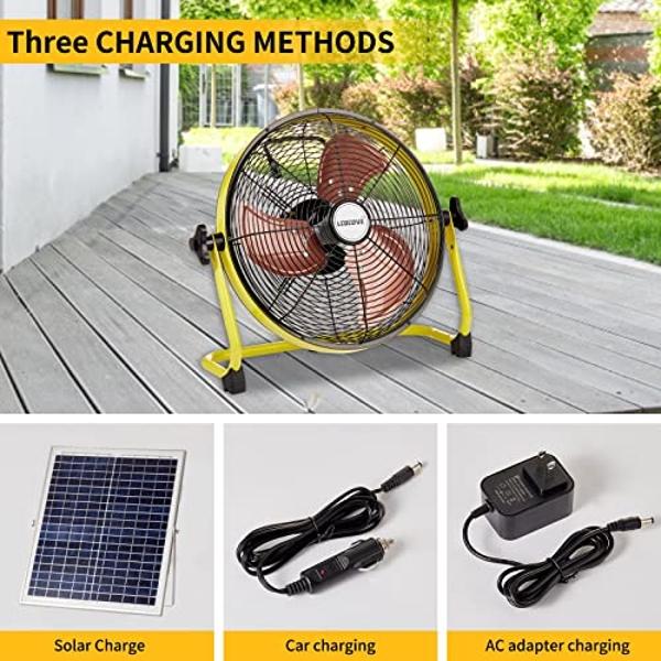 lcocove Solar Powered Fan, Battery Operated Outdoor Fan Can Running 5-24 Hours, Solar Fans For Shed,Home，Ouside,Camping，Solar fan with USB Output For Emergency Situation Without El