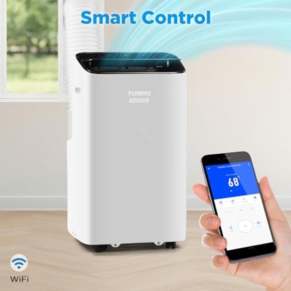 TURBRO Greenland 14,000 BTU Inverter Portable Air Conditioner, High Efficiency, Quiet Operation, Cools Up to 600 Sq. Ft., Dehumidifier & Fan, with Remote, WiFi, and Alexa/Google As
