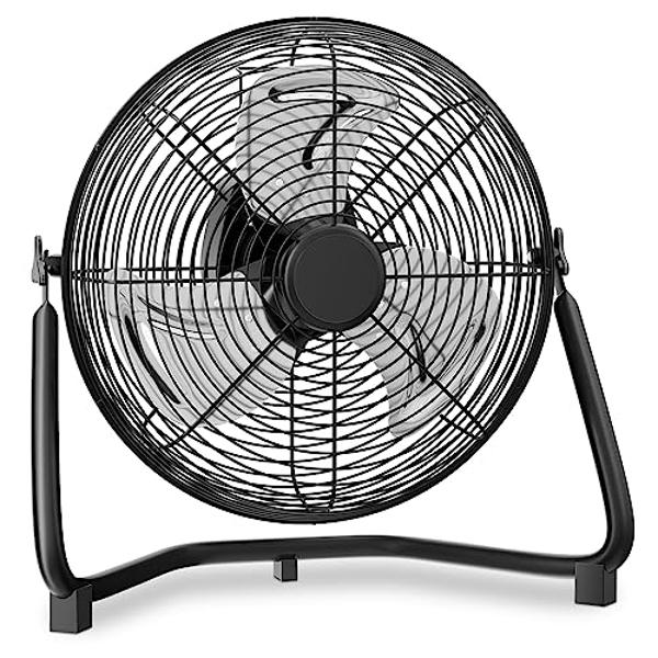 Tornado 12 Inch Industrial Powerful Metal Floor Fan, 3-Speed High Velocity Cooling Floor Fan for Industrial, Commercial, and Home Spaces, 120°Tilt, 6.0 FT Cord, Black