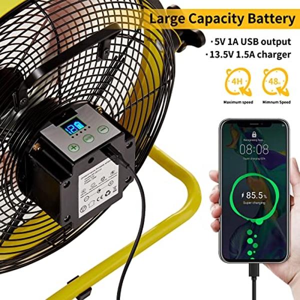 lcocove Solar Powered Fan, Battery Operated Outdoor Fan Can Running 5-24 Hours, Solar Fans For Shed,Home，Ouside,Camping，Solar fan with USB Output For Emergency Situation Without El