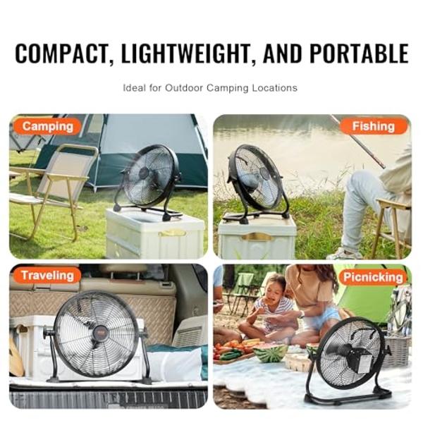 Tech Drive Heavy Duty Metal Industrial Drum Fan, 24 inch High Velocity Shop Fan, 2 Speed Large Floor Fan for Warehouse, Workshop, Factory, Garage, All Metal, Black