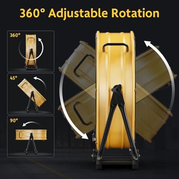 Heavy Duty Metal Industrial Drum Fan, 3 Speed Floor Fan for Warehouse, Workshop, Factory and Basement - High Velocity, Yellow, 24 Inch