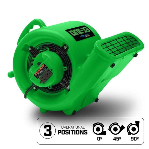 BlueDri One-33 Air Mover, 1/3 HP 2900 CFM Industrial Water Damage Flood Restoration Carpet and Floor Drying Blower Fan (Green)