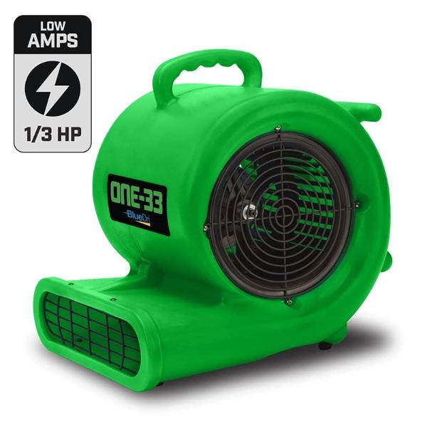 BlueDri One-33 Air Mover, 1/3 HP 2900 CFM Industrial Water Damage Flood Restoration Carpet and Floor Drying Blower Fan (Green)
