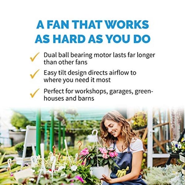 NewAir 20" High Velocity Outdoor Fan, Heavy Duty Waterproof 2-in-1 Floor Stand or Wall Mount Fan, Adjustable Tilt and 3 Speeds up to 4650 CFM | Wall Fan or Garage Fan for Indoor, P