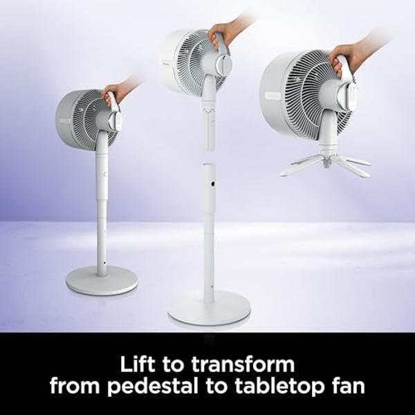 Shark FlexBreeze Pedestal & Tabletop Oscillating Fan with Remote, Indoor & Outdoor, Portable, Corded & Cordless with InstaCool Misting Attachment, White, FA222WH